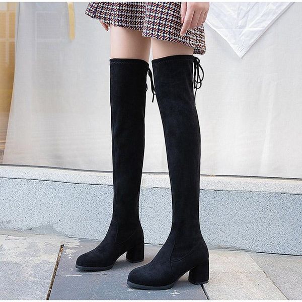 boots women's flock over the knee high square heels lace up autumn shoes for women 2021 fashion female botas, Black
boots women's flock over the knee high square heels lace up autumn shoes for women 2021 fashion female botas, Black