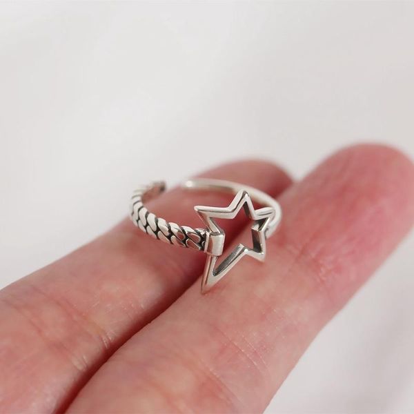 cluster rings big star bead band ring s925 silver open adjustable texture pentagram and chain geometric women tide jewelry, Golden;silver
cluster rings big star bead band ring s925 silver open adjustable texture pentagram and chain geometric women tide jewelry, Golden;silver