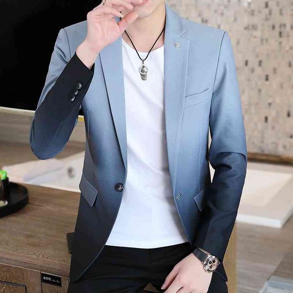 fuguiniao coat men's spring and autumn korean fashion handsome leisure gradient small suit slim single west, White;black
fuguiniao coat men's spring and autumn korean fashion handsome leisure gradient small suit slim single west, White;black