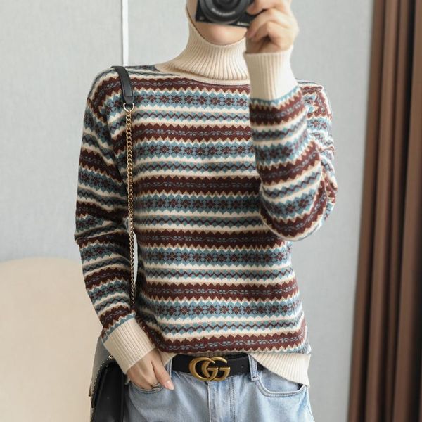 women's sweaters sweater turtleneck loose thick retro striped jacquard 2021 fall winter allmatch long-sleeved, White;black
women's sweaters sweater turtleneck loose thick retro striped jacquard 2021 fall winter allmatch long-sleeved, White;black