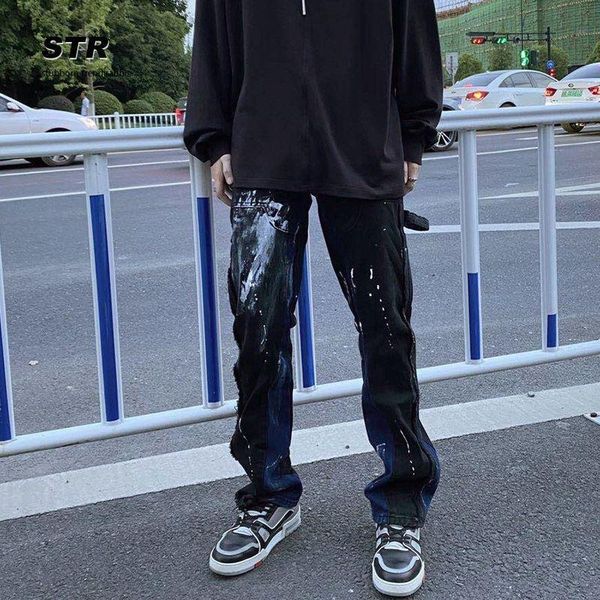 men's jeans splashing ink black trousers autumn winter high street hip-hop style vintage casual loose straight trend, Blue
men's jeans splashing ink black trousers autumn winter high street hip-hop style vintage casual loose straight trend, Blue