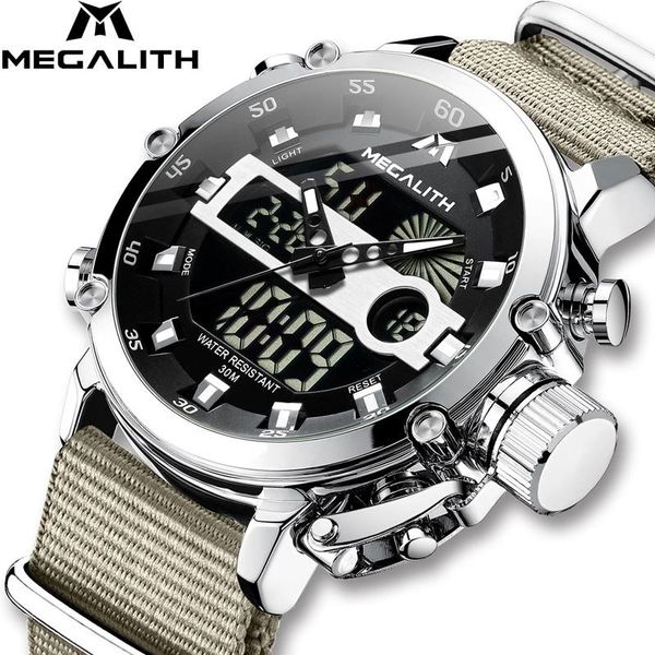 wristwatches megalith mens watches nylon strap digital dual display quartz movement watch sport waterproof steel clock for man 8051, Slivery;brown
wristwatches megalith mens watches nylon strap digital dual display quartz movement watch sport waterproof steel clock for man 8051, Slivery;brown