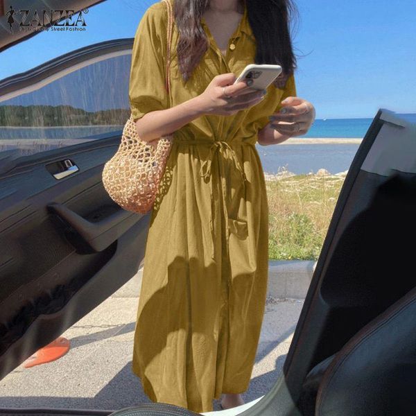 casual dresses fashion solid shirt dress women's summer sundress 2021 zanzea short sleeve midi vestidos female lapel robe femme oversiz, Black;gray
casual dresses fashion solid shirt dress women's summer sundress 2021 zanzea short sleeve midi vestidos female lapel robe femme oversiz, Black;gray