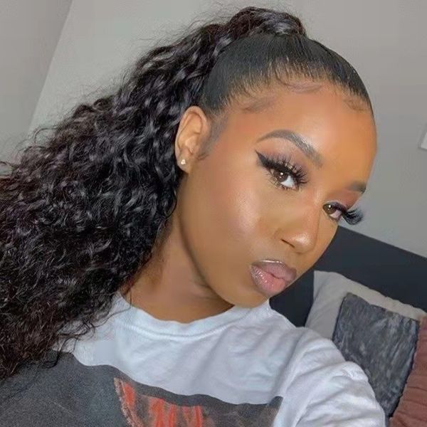 100% human hair drawstring ponytail clip in pony tail extension 140g water wave for black women long high african american style
100% human hair drawstring ponytail clip in pony tail extension 140g water wave for black women long high african american style
