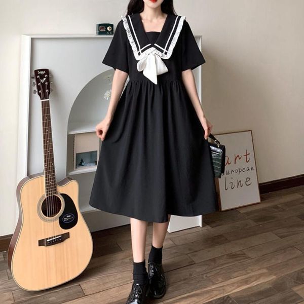 party dresses casual black dress women summer bow 2021 elegant vintage navy kawaii sweet patchwork sundress lolita preppy style outfits, White;black
party dresses casual black dress women summer bow 2021 elegant vintage navy kawaii sweet patchwork sundress lolita preppy style outfits, White;black