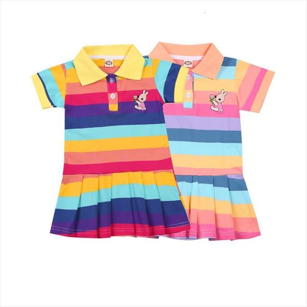 2 7y summer lovely girl dresses infant kids girls rainbow striped print turn down collar a line, Red;yellow
2 7y summer lovely girl dresses infant kids girls rainbow striped print turn down collar a line, Red;yellow