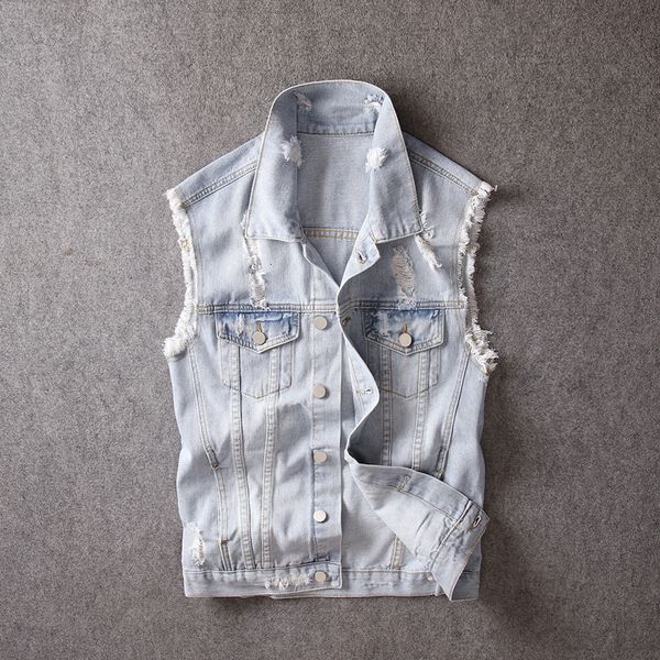 2021 new high fashion sleeveless cotton coats biker chaqueta homme korean style light blue hip hop denim vest men sdxi, Black;white
2021 new high fashion sleeveless cotton coats biker chaqueta homme korean style light blue hip hop denim vest men sdxi, Black;white