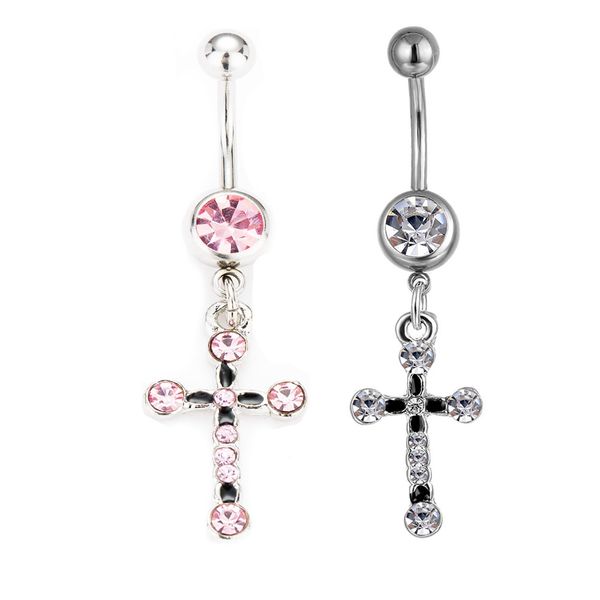 d0261 cross belly navel button ring, Silver 
d0261 cross belly navel button ring, Silver
