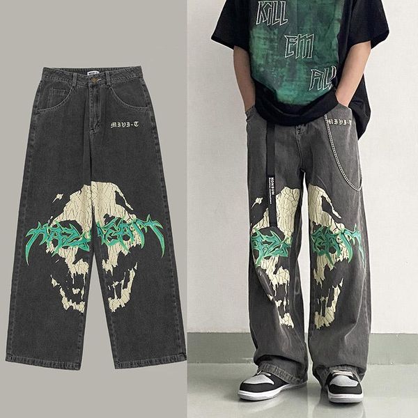 men's jeans retro graphic men graffiti loose denim trousers screens gothic hip hop high street pants plus size women, Blue
men's jeans retro graphic men graffiti loose denim trousers screens gothic hip hop high street pants plus size women, Blue
