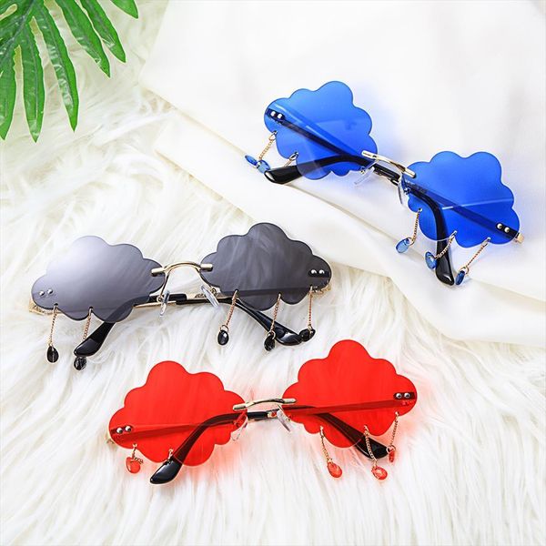 retro clouds tassel rimless sunglasses uv400 funny cloud shaped vintage steampunk disco shades party accessories, White;black
retro clouds tassel rimless sunglasses uv400 funny cloud shaped vintage steampunk disco shades party accessories, White;black