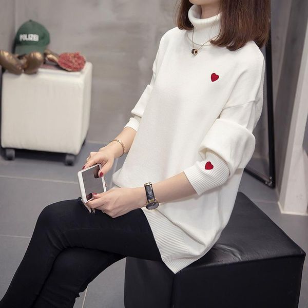 women's sweaters autumn winter fashion korean style women turtleneck sweater embroidery long sleeve loose casual keep warm female pullo, White;black
women's sweaters autumn winter fashion korean style women turtleneck sweater embroidery long sleeve loose casual keep warm female pullo, White;black