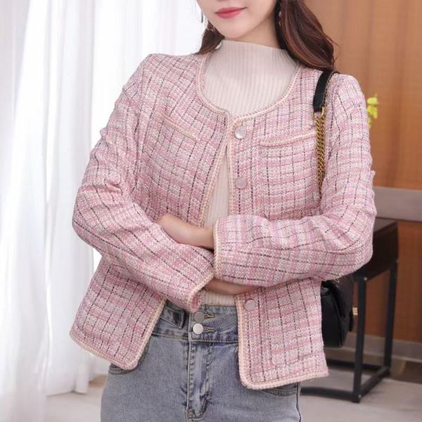 women's jackets small fragrant short coat women 2021 spring autumn korean plaid tweed jacket ladies blend wool cropped outwear, Black;brown
women's jackets small fragrant short coat women 2021 spring autumn korean plaid tweed jacket ladies blend wool cropped outwear, Black;brown