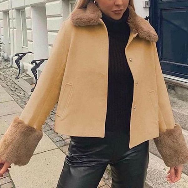 women's wool & blends quinn fashion detachable fur collar coats women elegant single breasted solid jackets long sleeve short ladies, Black
women's wool & blends quinn fashion detachable fur collar coats women elegant single breasted solid jackets long sleeve short ladies, Black