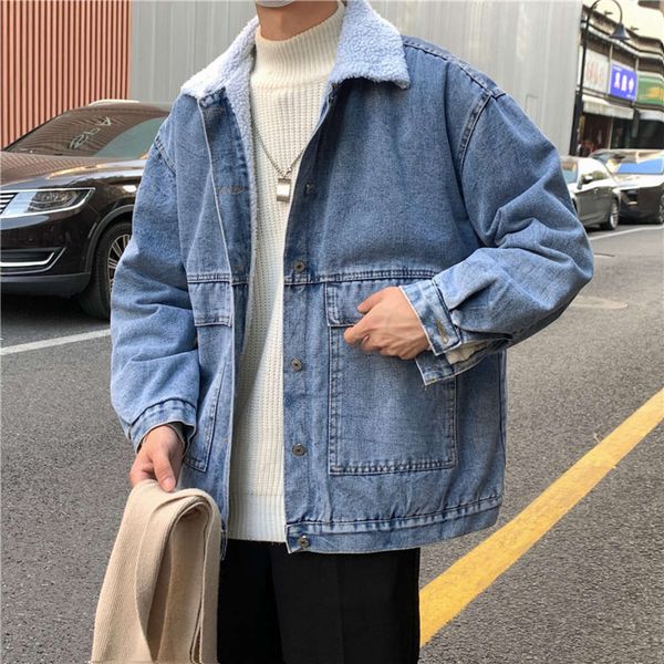 autumn and winter cashmere thickened denim padded men's fashion brand loose lamb wool jacket korean versatile casual cotton, Black;brown
autumn and winter cashmere thickened denim padded men's fashion brand loose lamb wool jacket korean versatile casual cotton, Black;brown