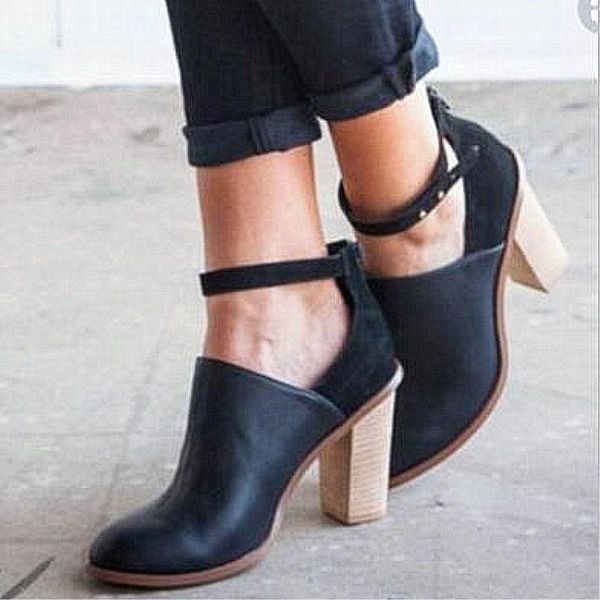 dress shoes women pumps high square block heel leather spring autumn ankle buckle deep mouth heels boots plus size 43, Black
dress shoes women pumps high square block heel leather spring autumn ankle buckle deep mouth heels boots plus size 43, Black