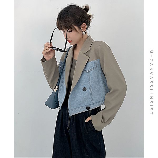 luxury women's short coatmi hang korean temperament splicing suit 2021 autumn dign single breasted coat women t5096, Black;brown
luxury women's short coatmi hang korean temperament splicing suit 2021 autumn dign single breasted coat women t5096, Black;brown