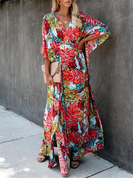 women's swimwear plus size retro floral print kimono loose long sleeve chiffon blouse casual beachwear cover up shawl women robe dress, White;black
women's swimwear plus size retro floral print kimono loose long sleeve chiffon blouse casual beachwear cover up shawl women robe dress, White;black