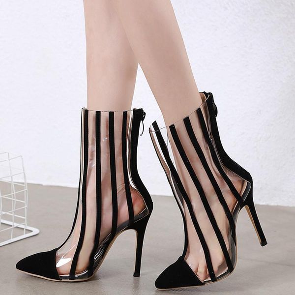 boots prova perfetto spring fashion women transparent pointed toe stripe thin heels zipper ankle street, Black
boots prova perfetto spring fashion women transparent pointed toe stripe thin heels zipper ankle street, Black