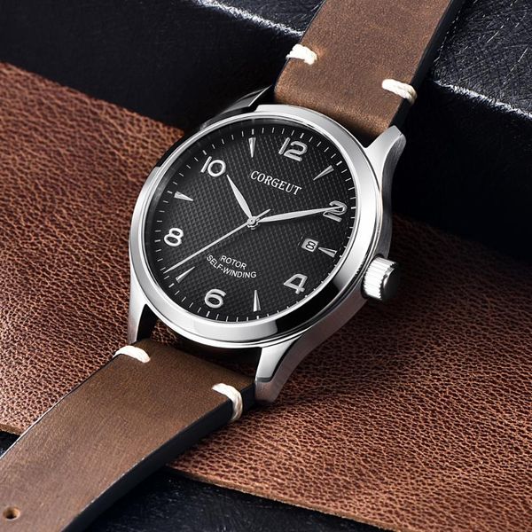 wristwatches corgeut-men watch 42mm black dial sapphire japan miyota8215 automatic mechanical waterproof leather fashion ss, Slivery;brown
wristwatches corgeut-men watch 42mm black dial sapphire japan miyota8215 automatic mechanical waterproof leather fashion ss, Slivery;brown