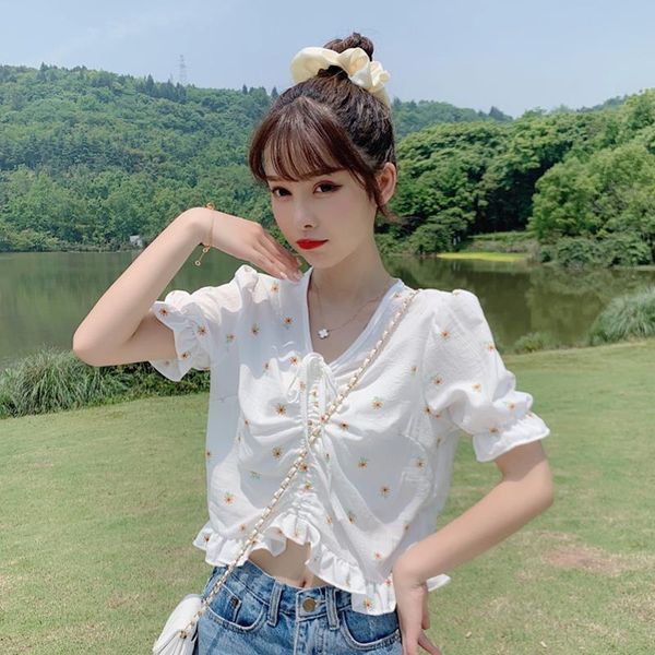 women's blouses & shirts blouse women shirt summer drawstring short sleeve v collar for blusas mujer de moda, White
women's blouses & shirts blouse women shirt summer drawstring short sleeve v collar for blusas mujer de moda, White