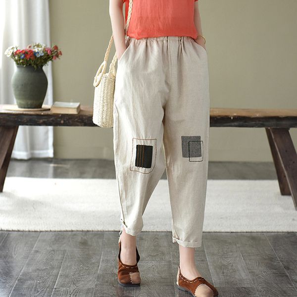 2021 new women summer fashion japan style retro patchwork trousers casual elastic waist oversized linen female cropped j7w0, Black;white
2021 new women summer fashion japan style retro patchwork trousers casual elastic waist oversized linen female cropped j7w0, Black;white