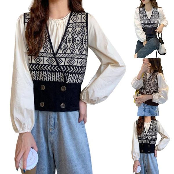 women's sweaters women autumn winter knitted vest sweater all match pullover casual warm crop jumper fashion 2022, White;black
women's sweaters women autumn winter knitted vest sweater all match pullover casual warm crop jumper fashion 2022, White;black