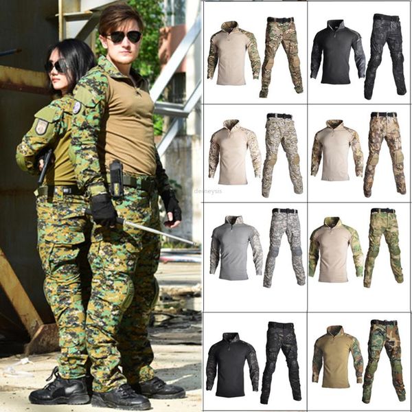 hunting sets tactical camouflage uniform combat shirt + pants with knee elbow pads paintball clothes ghillie suit, Camo
hunting sets tactical camouflage uniform combat shirt + pants with knee elbow pads paintball clothes ghillie suit, Camo