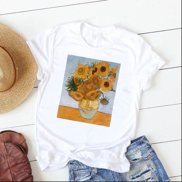 women lady t shirt sunflower painting printed tshirt ladies short sleeve tee shirt women female clothes graphic t shirt, White
women lady t shirt sunflower painting printed tshirt ladies short sleeve tee shirt women female clothes graphic t shirt, White