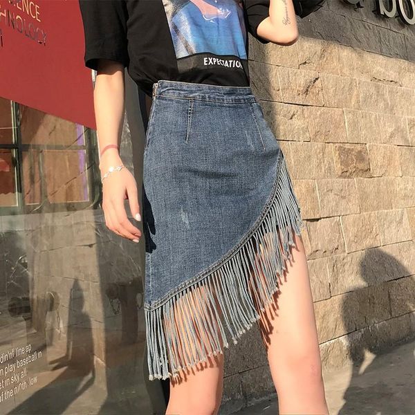 skirts 2021 tassel denim a- line skirt spring and summer women's high waist slim fashion personalized asymmetric, Black
skirts 2021 tassel denim a- line skirt spring and summer women's high waist slim fashion personalized asymmetric, Black