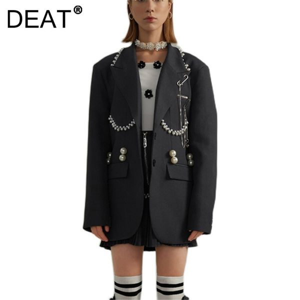 deat autumn winter fashion long sleeve loose single breasted pearl grey medium length slim blazer coat women sh324 210930, White;black
deat autumn winter fashion long sleeve loose single breasted pearl grey medium length slim blazer coat women sh324 210930, White;black