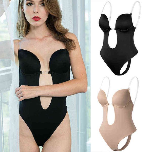 women backless bodysuit shapewear u plunge seamless thong strapless full bodysuits plunging deep v-neck body shaper for wedding 211112, Black;white
women backless bodysuit shapewear u plunge seamless thong strapless full bodysuits plunging deep v-neck body shaper for wedding 211112, Black;white