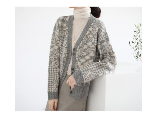 women's knits & tees cmaz autumn and winter retro style sweater cardigan women's korean set, White
women's knits & tees cmaz autumn and winter retro style sweater cardigan women's korean set, White