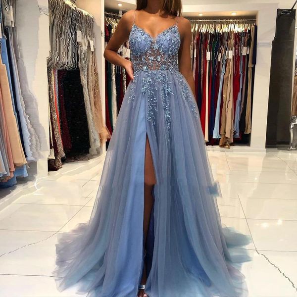 party dresses elegant prom dress a-line long v-neck sleeveless appliques open back tulle side split women formal evening gowns, White;black
party dresses elegant prom dress a-line long v-neck sleeveless appliques open back tulle side split women formal evening gowns, White;black