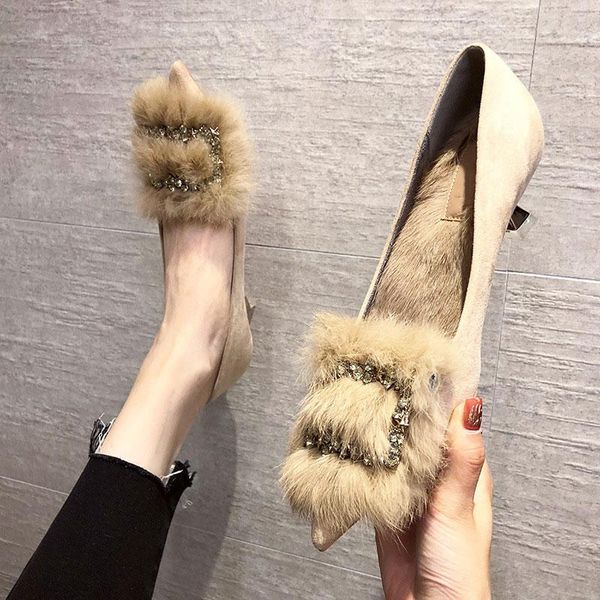 dress shoes fashion women plush pumps winter luxury crystal elegant women's pointed toe high heels square buckle solid color female sho, Black
dress shoes fashion women plush pumps winter luxury crystal elegant women's pointed toe high heels square buckle solid color female sho, Black