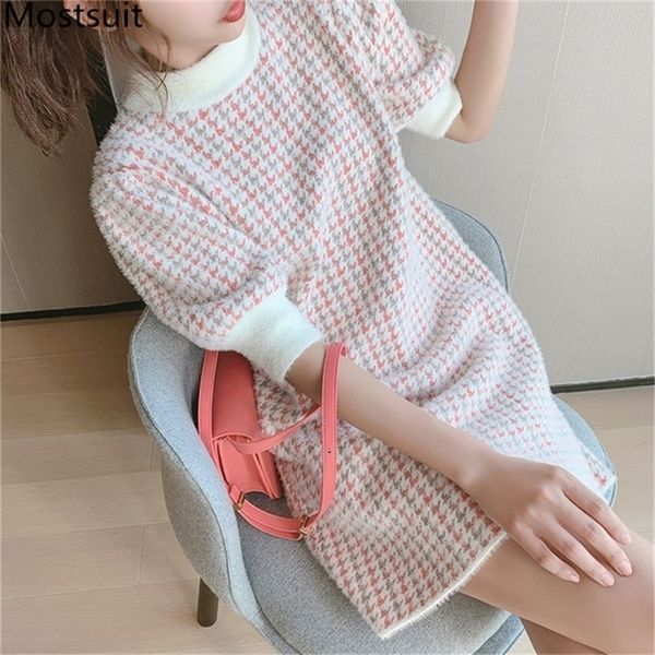 spring houndstooth knitted women dress lantern short sleeve o-neck mini dresses korean fashion vintage female vestidos 210309, Black;gray
spring houndstooth knitted women dress lantern short sleeve o-neck mini dresses korean fashion vintage female vestidos 210309, Black;gray