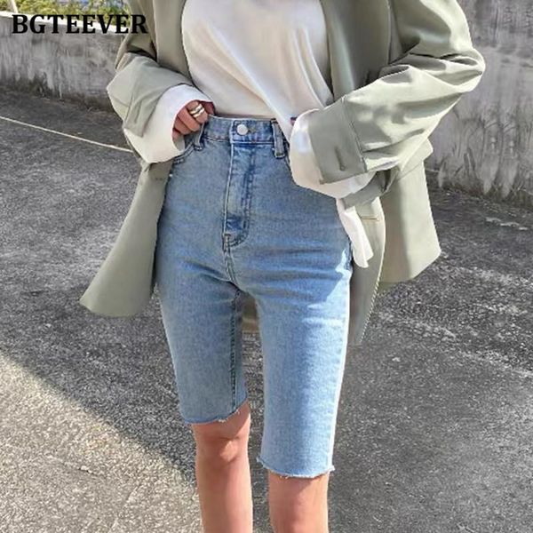 women's shorts bgteever chic 2021 summer single button skinny pencil jeans for women high waist slim female solid half denim, White;black
women's shorts bgteever chic 2021 summer single button skinny pencil jeans for women high waist slim female solid half denim, White;black
