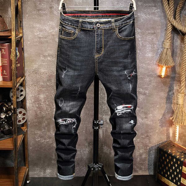 men's jeans jeans spring black ripped cotton stretch slim hip-hop fashion denim distressed biker mens street wear ktb6, Blue
men's jeans jeans spring black ripped cotton stretch slim hip-hop fashion denim distressed biker mens street wear ktb6, Blue