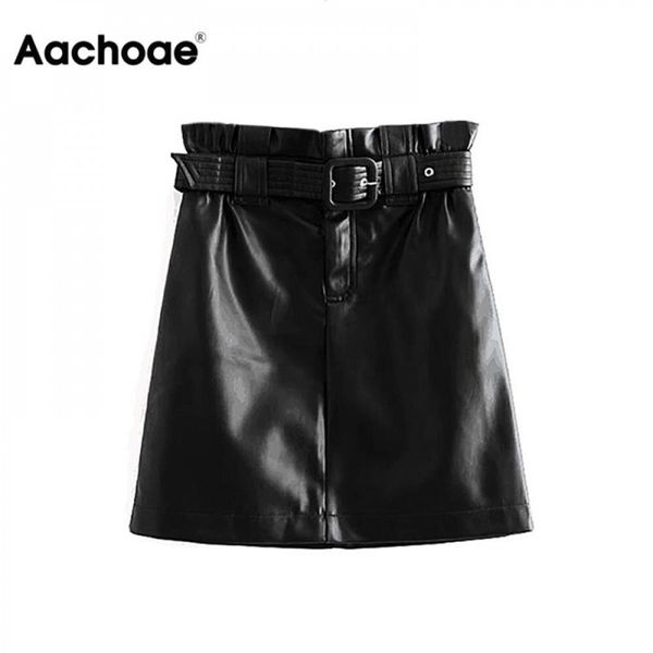 aachoae women pu faux leather skirt with belt high waist pleated streetwear skirts chic a line mini skirt faldas mujer 210310, Black
aachoae women pu faux leather skirt with belt high waist pleated streetwear skirts chic a line mini skirt faldas mujer 210310, Black