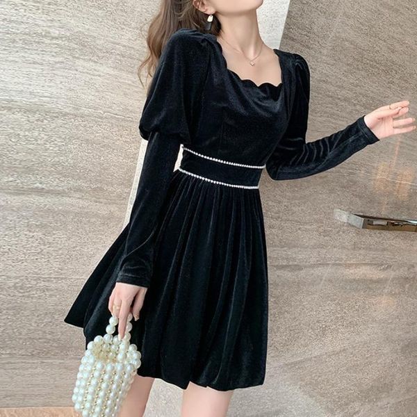 casual dresses french hepburn style little black skirt female 2021 autumn women's clothing product waist thinner velvet long-sleeved dr, Black;gray
casual dresses french hepburn style little black skirt female 2021 autumn women's clothing product waist thinner velvet long-sleeved dr, Black;gray