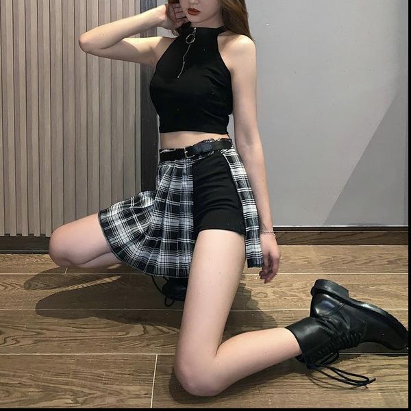 women skirt harajuku gothic black high waist pleated skirt punk girls skirt with shorts new summer plaid
women skirt harajuku gothic black high waist pleated skirt punk girls skirt with shorts new summer plaid