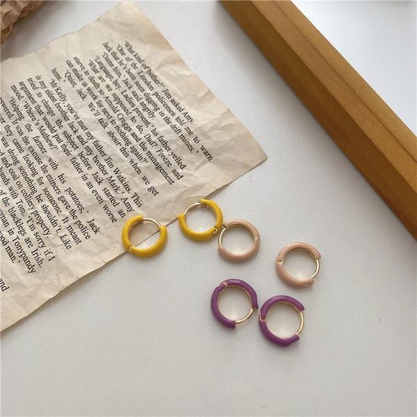 hoop & huggie retro cute candy color circle earrings for women yellow pink purple round geometric small minimalist jewelry gift, Golden;silver 
hoop & huggie retro cute candy color circle earrings for women yellow pink purple round geometric small minimalist jewelry gift, Golden;silver