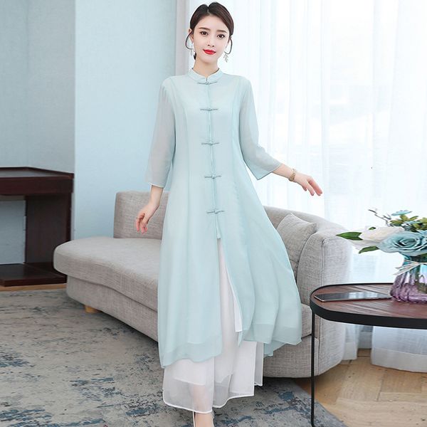 luxury cheongsam style women's summer chiffon drs improved hanfu dish buckle cheongsam two-piece set chine zen tea suit, Blue;red
luxury cheongsam style women's summer chiffon drs improved hanfu dish buckle cheongsam two-piece set chine zen tea suit, Blue;red