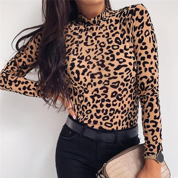 leopard fashion women tee pullover long sleeve high neck club casual style fall clothes turtleneck slim t-shirts, White
leopard fashion women tee pullover long sleeve high neck club casual style fall clothes turtleneck slim t-shirts, White