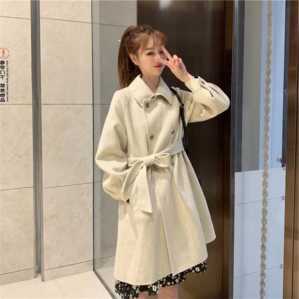women's wool & blends 2021 winter warm women japanese long cashmere coat double breasted loose female puff sleeve candy color woolen ou, Black
women's wool & blends 2021 winter warm women japanese long cashmere coat double breasted loose female puff sleeve candy color woolen ou, Black