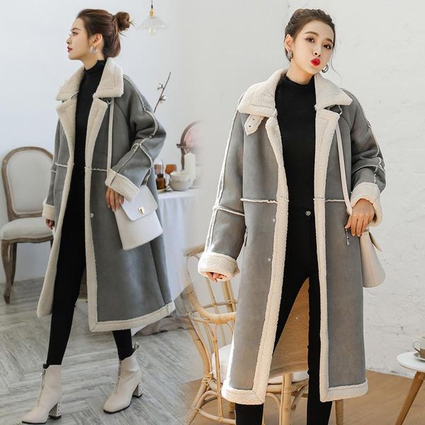 women's leather & faux women winter fur liner suede long coat jacket female khaki outwear fleece parkas ladies warm overcoat, Black
women's leather & faux women winter fur liner suede long coat jacket female khaki outwear fleece parkas ladies warm overcoat, Black