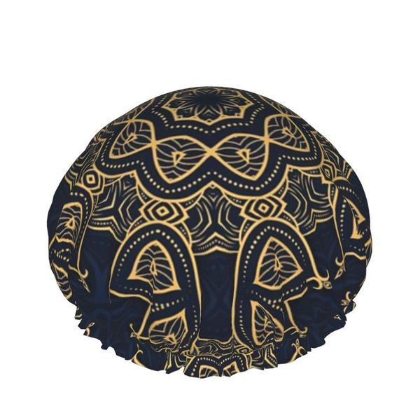 shower caps modern blue and gold mandala pattern double waterproof customized cap hair care drying accessories for women
shower caps modern blue and gold mandala pattern double waterproof customized cap hair care drying accessories for women
