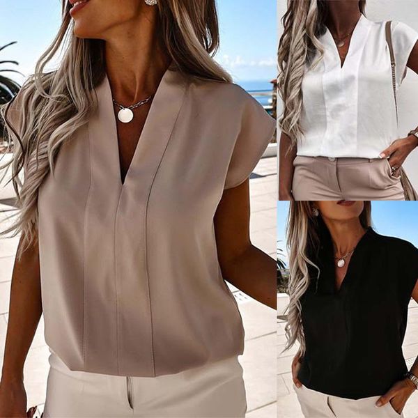 women's blouses & shirts women summer v-neck sleeveless 2021 female solid elegant fashion casual all-match streetwear office lady blou, White
women's blouses & shirts women summer v-neck sleeveless 2021 female solid elegant fashion casual all-match streetwear office lady blou, White