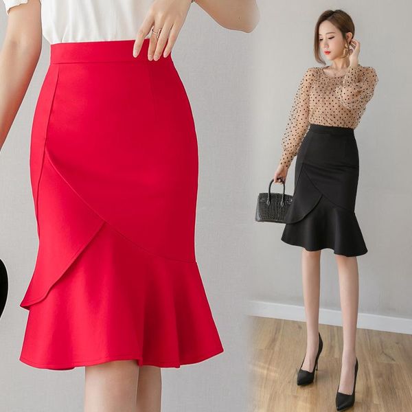 skirts 2021 spring women formal midi skirt female elegant high waist package hip black/red office lady fishtail
skirts 2021 spring women formal midi skirt female elegant high waist package hip black/red office lady fishtail