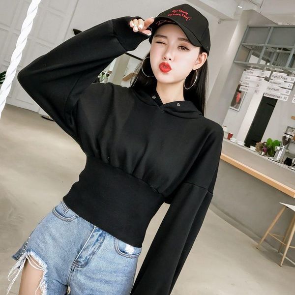 women's hoodies & sweatshirts winter autumn solid women cotton crop short long sleeve slim hooded fashion causal pullovers e160, Black
women's hoodies & sweatshirts winter autumn solid women cotton crop short long sleeve slim hooded fashion causal pullovers e160, Black