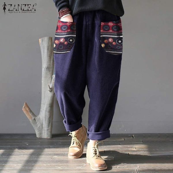 women's pants & capris 2021 casual elastic waist corduroy trouser zanzea vintage printed trousers plus size autumn long pantalon female, Black;white
women's pants & capris 2021 casual elastic waist corduroy trouser zanzea vintage printed trousers plus size autumn long pantalon female, Black;white